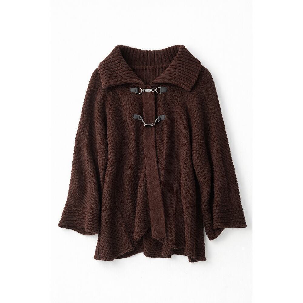 Vintage Chocolate Brown Frog Hook Closure Tunic Sweater